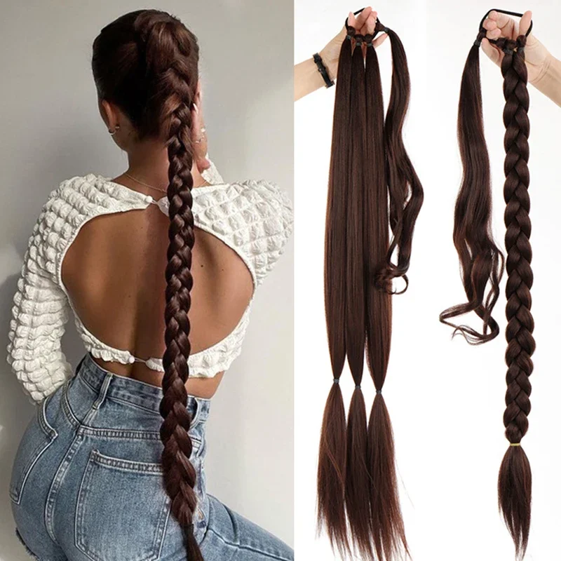 

Synthetic Braided Ponytail Extension with Hair Tie for Women – DIY Twisted Braids, Beginner-Friendly, Perfect for Daily Use