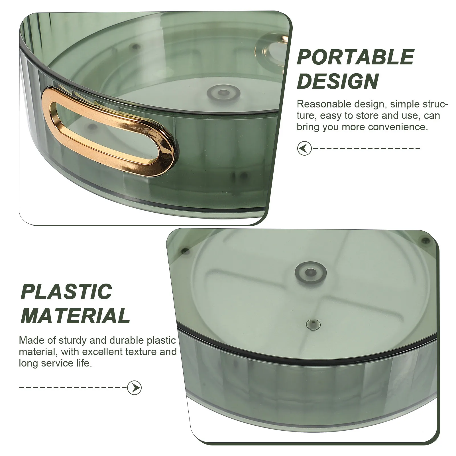 

Household Spice Organizer Sturdy Plastic Multi-Function Kitchen Desktop Spice Turntable Convenient Rotating Seasoning Tray