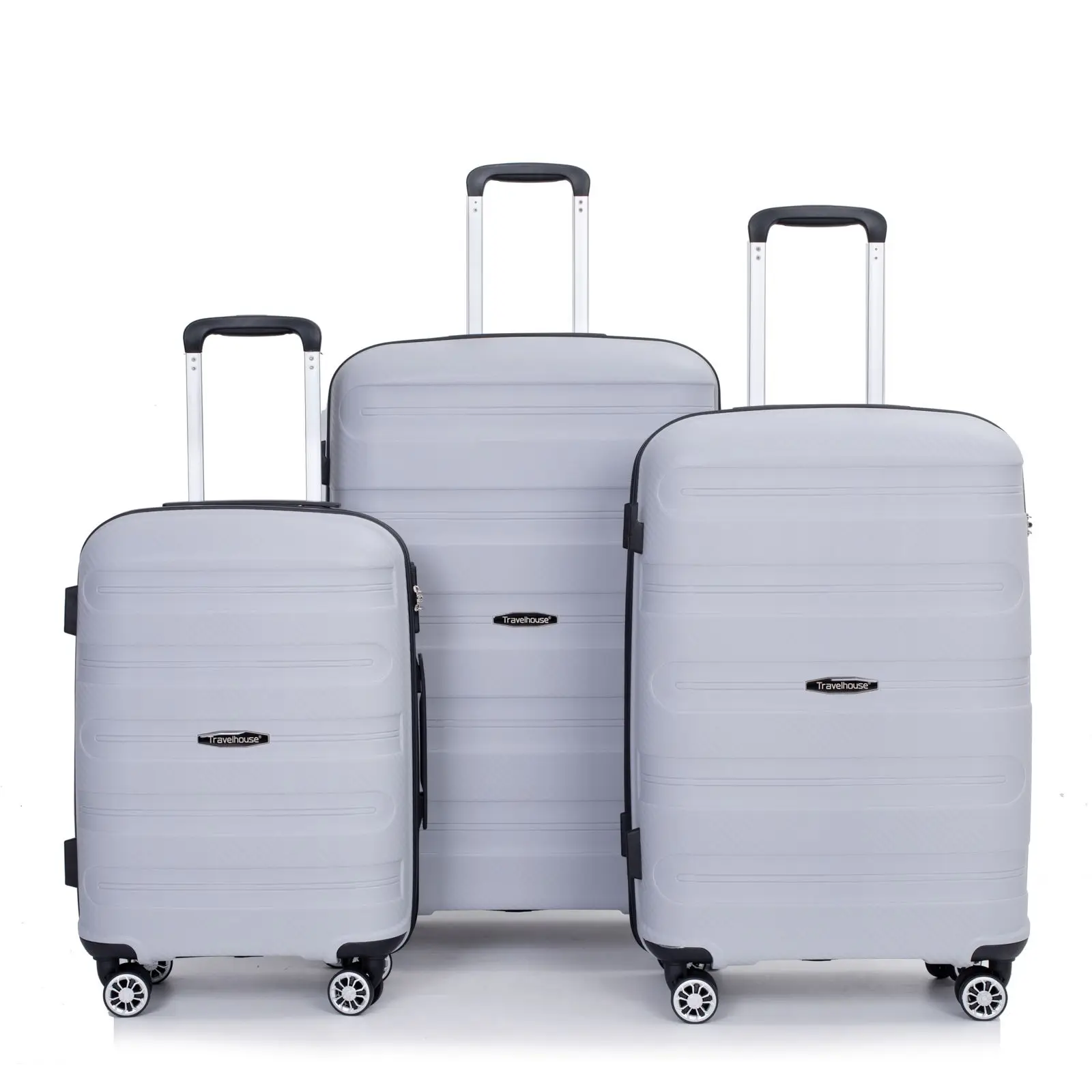 

Hardshell Suitcase Spinner Wheels PP Luggage Sets Lightweight Durable Suitcase with TSA Lock,3-Piece Set (20/24/28) ,Silver