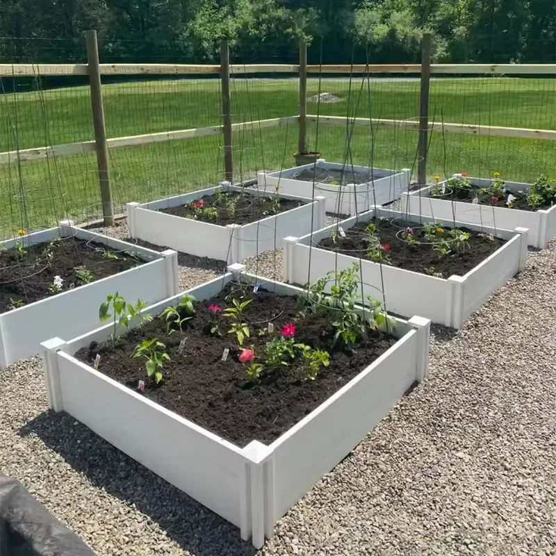 Commercial Grade PVC Garden Fencing Durable Square Pattern Planter Panels for Parks Hotels Community Landscape Projects