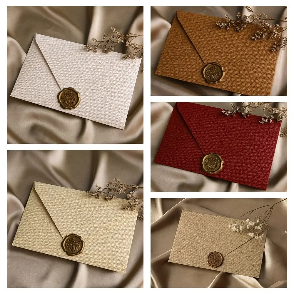 10Pcs Linen Texture Retro Envelope Invitation Card Simple Greeting Card Nostalgia Art Romantic Blessing Thank Envelope