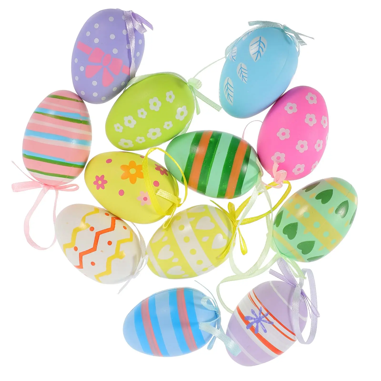 

12 Pcs Hanging nament Colorful Decorative Hanging Easter nament Egg Adorable nament Easter Decor Accessories Home Decor