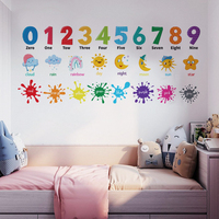 Kids room 3d number wall sticker self adhesive colorful wall art decal kindergarten school decoration