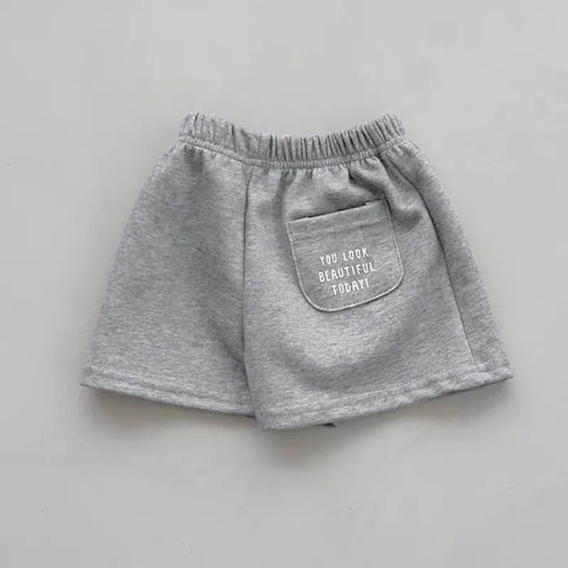 Sommer-Shorts für Mädchen mit dünnem Buchstaben-Print und Taschen, lockere Shorts mit elastischem Bund für Kleinkinder und Babys – Detail 9
