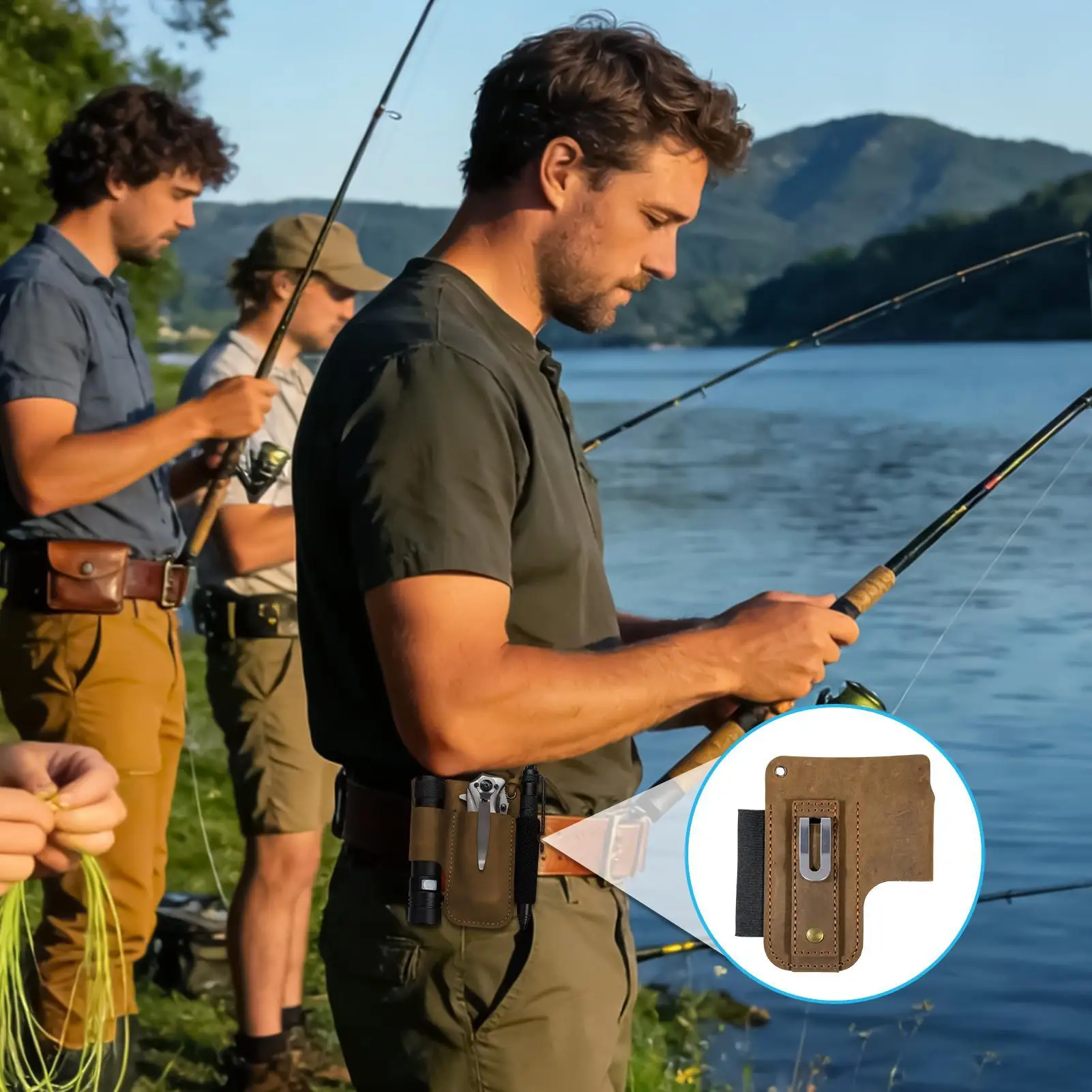 Leather Tool Pouch Retro Leather Multipurpose Holder Men Tool Bags For Flashlight Cutter Pen Planting Harvesting Pruning Home