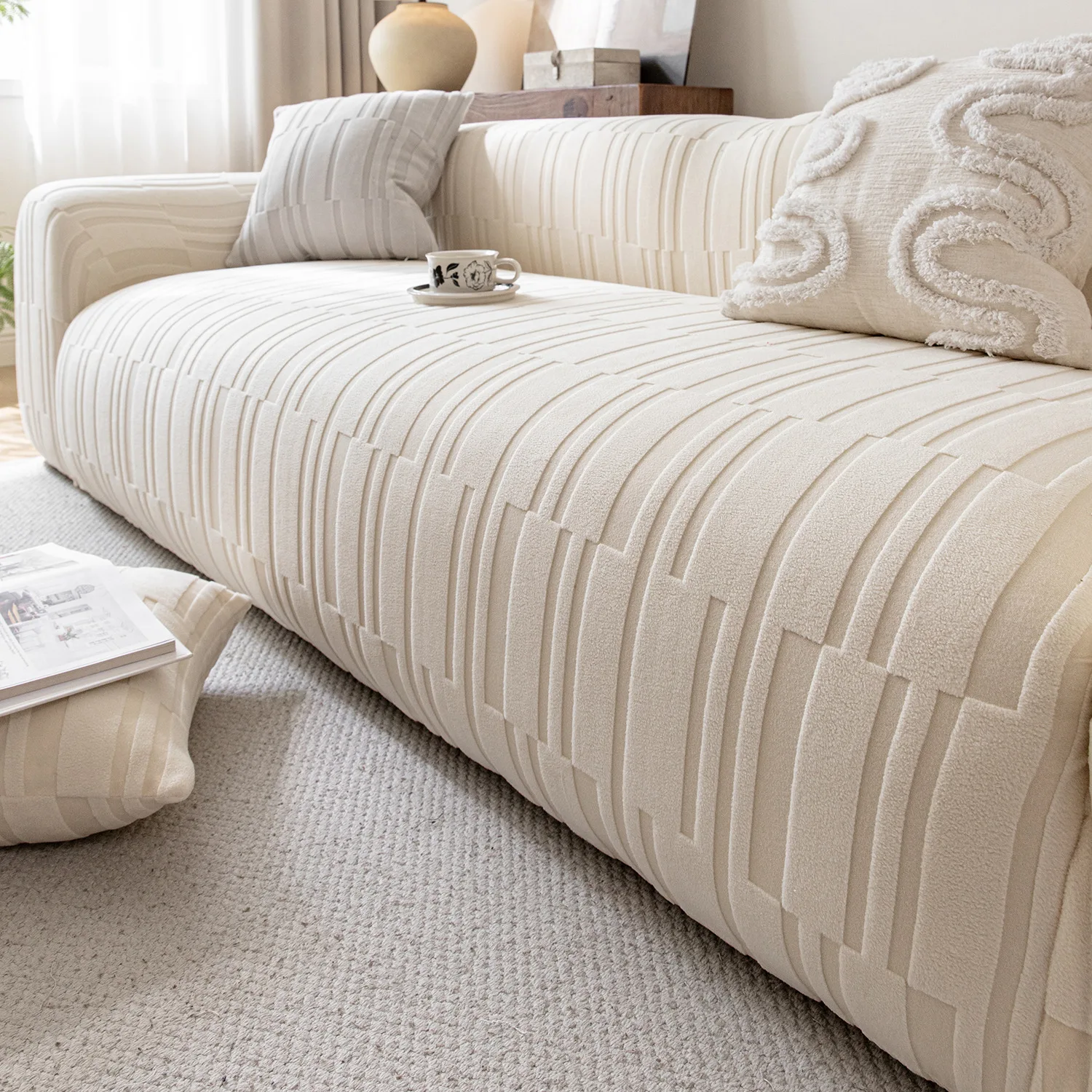 Cream Style Jacquard Velvet Elastic Sofa Cover \Four Seasons Universal Fully Wrapped Couch Protector Covers