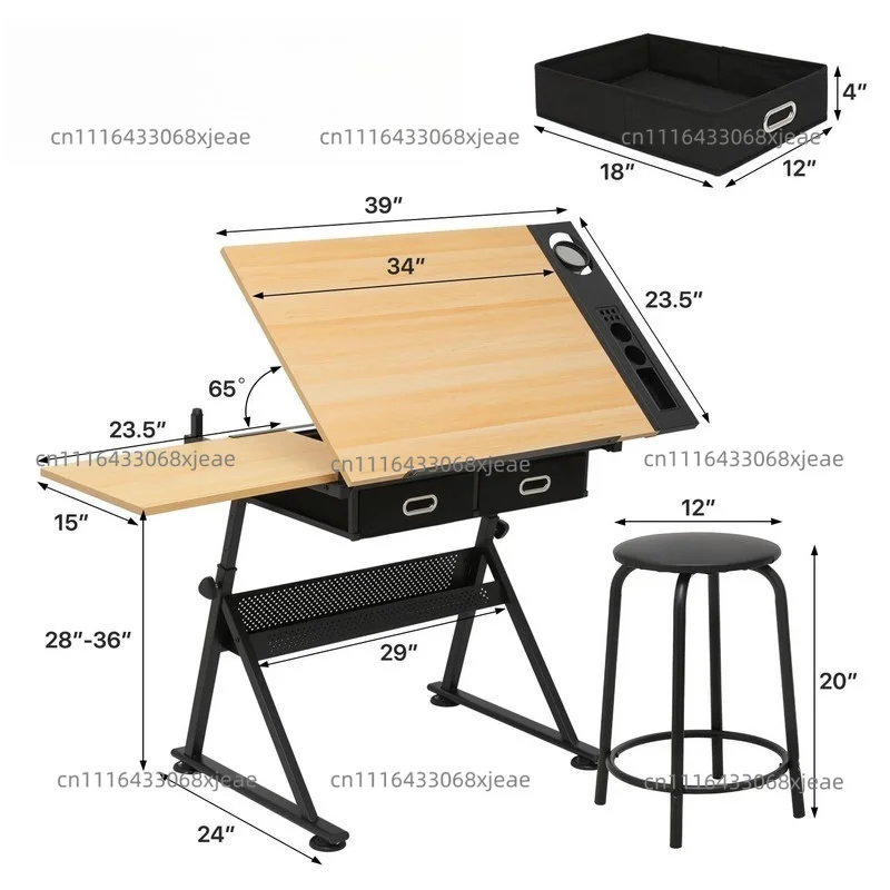 Adjustable Height Drawing Table For Painting, Art, Computer Design And Books, Artist Desk Workstation With Easel Stand