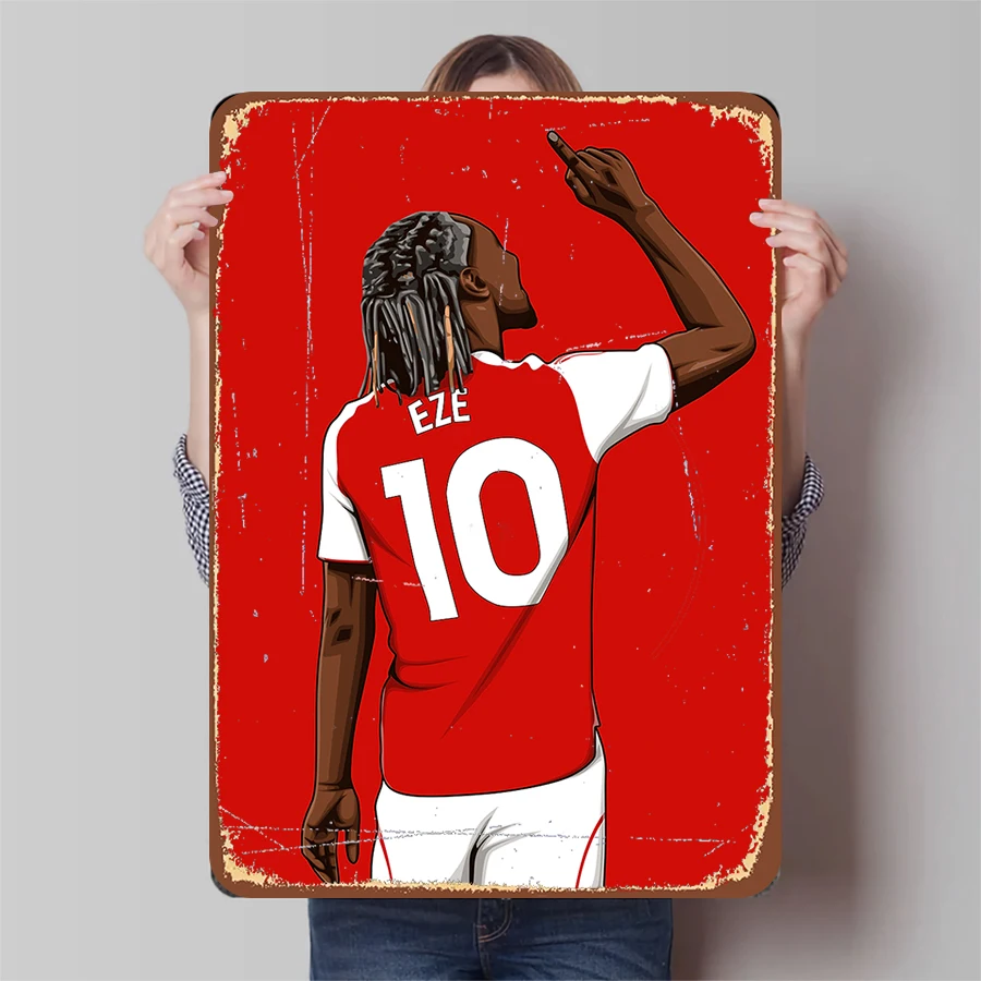 Arsenal Football Star EZE No.10 pintura trasera de hierro decoración del hogar regalo de seguidor póster artístico de fondo rojo
