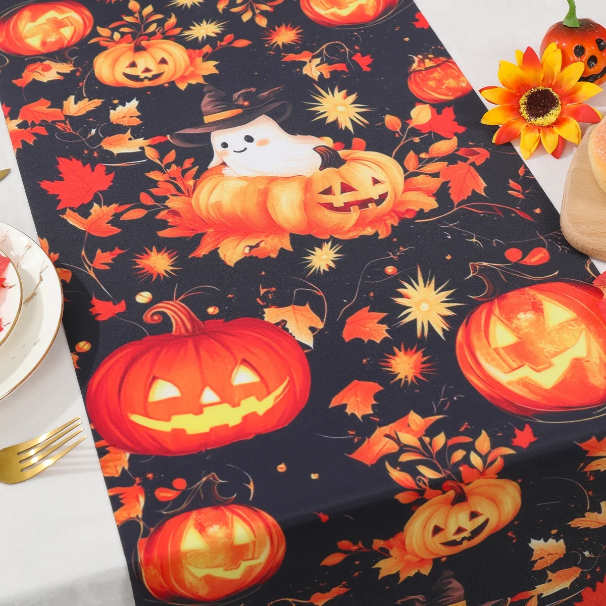 아이들을 위한 할로윈 유령 호박 테이블 러너, 할로윈 추수감사절 파티 선물 테이블 러너, 트릭 오어 트리트 파티 용품