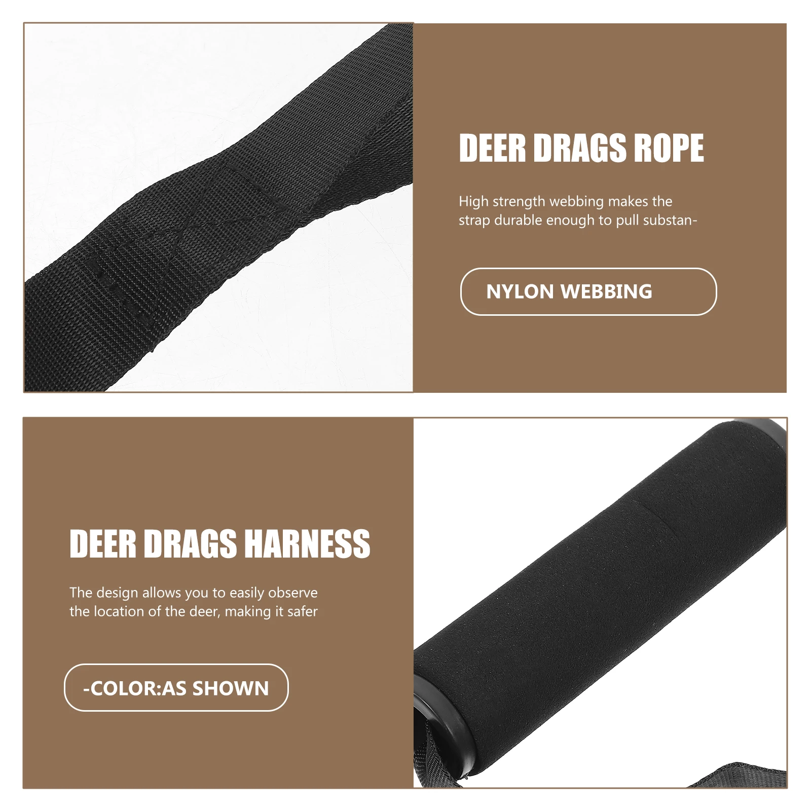 

Heavy Duty Deer Dragging Strap Reusable Nylon Hunting Gear Sturdy Outdoor Carry Belt Adjustable Webbing Handle Comfortable Long