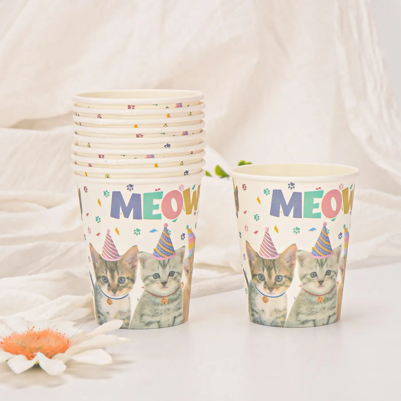 Pet Cat Theme Birthday Party Holiday Celebration Decoration cake decor Disposable Tableware Supplies Set