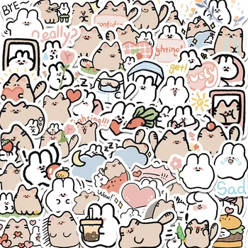 60PCS Nette Katze & Kaninchen Kawaii Aufkleber Vintage Für DIY Kinder Notebook Gepäck Motorrad Laptop Kühlschrank Aufkleber Graffiti