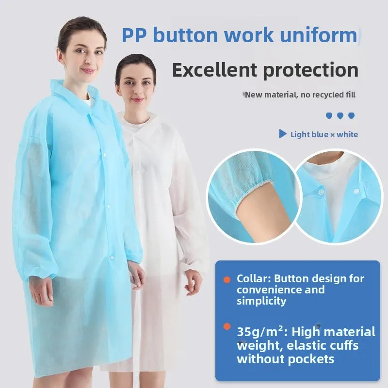 Disposable Non-woven Workwear Lab Coat White Gown Breathable Dust-proof Food Industry Visitor Suit Hooded Mid-length Adult