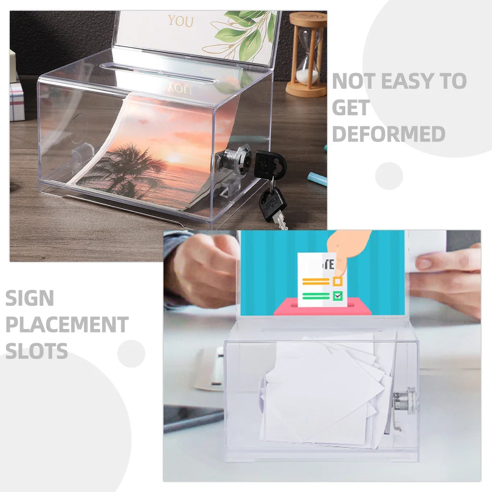 

2Sets Please Card Box Acrylic Metal Lockable Large Capacity Business Card Holder for Office Hotel Exhibition Multi-Function