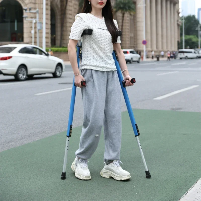 Thickened Walking Stick Aluminum Axillary Crutches for Bone Fracture Support Non-Slip Double Crutch Walker