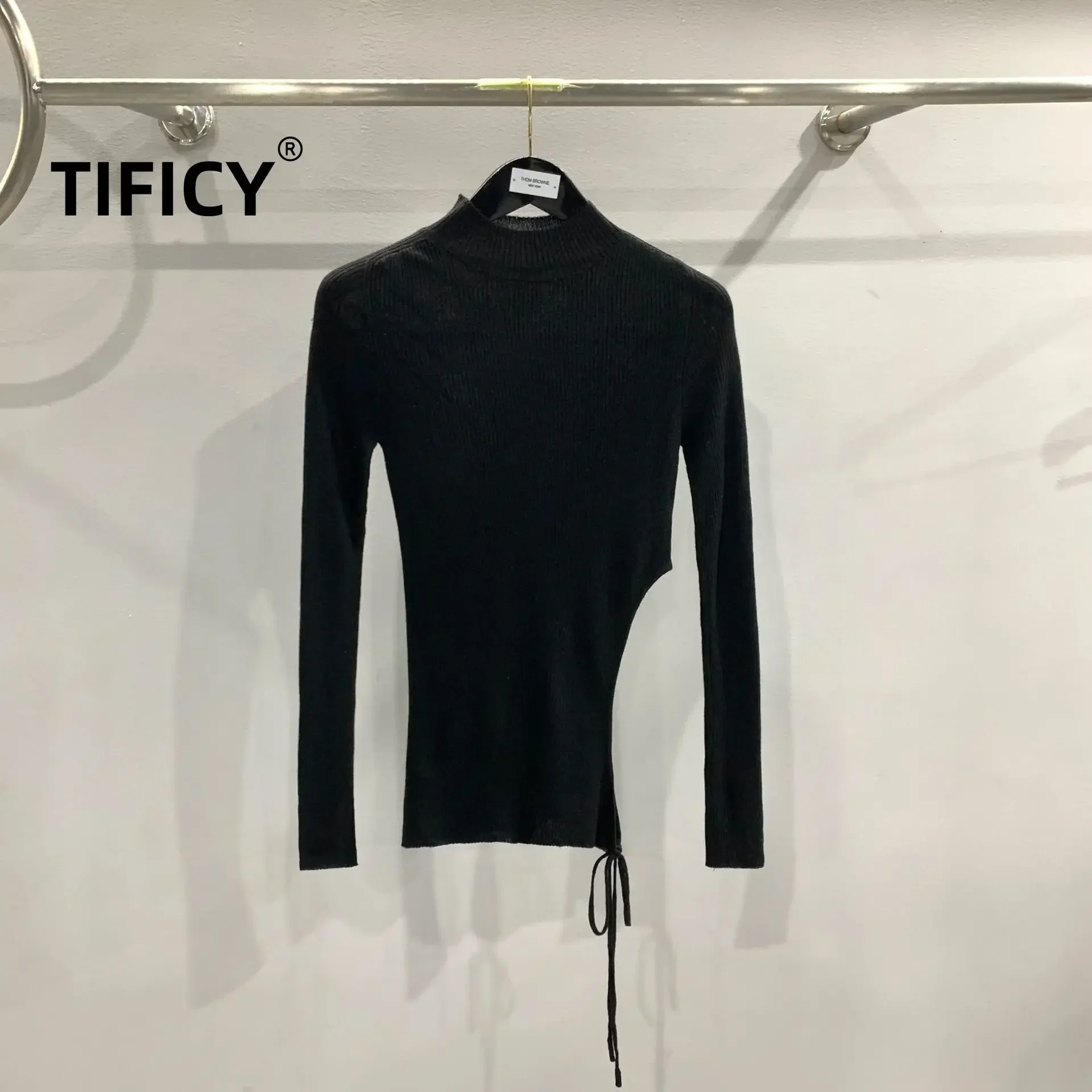 

TIFICY High Street Jumpers Women's Autumn and Winter Slim Fit Versatile Sense Slim Fit Woolen Base Sexy Long Sleeved Sweater