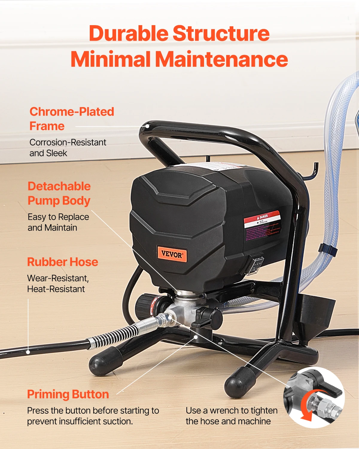 SucceBuy 스탠드 에어리스 페인트 분무기, 650W 고효율 에어리스 분무기, 3000PSI 전기 페인트 분무기 기계 연장 막대