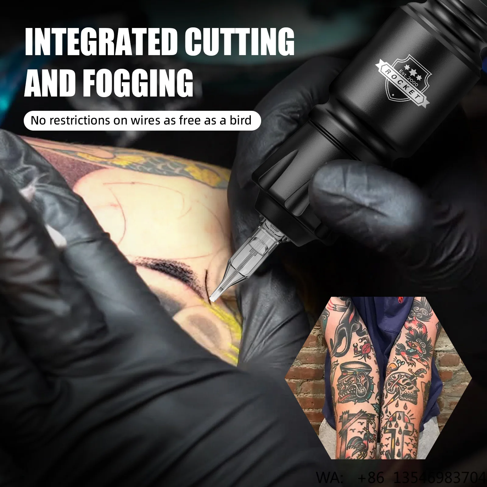 Cross-border Popular Rocket Short Pen Tattoo Set LED Wireless Battery Tattoo Machine Beginner Kit Model WTK-137 Yiwu