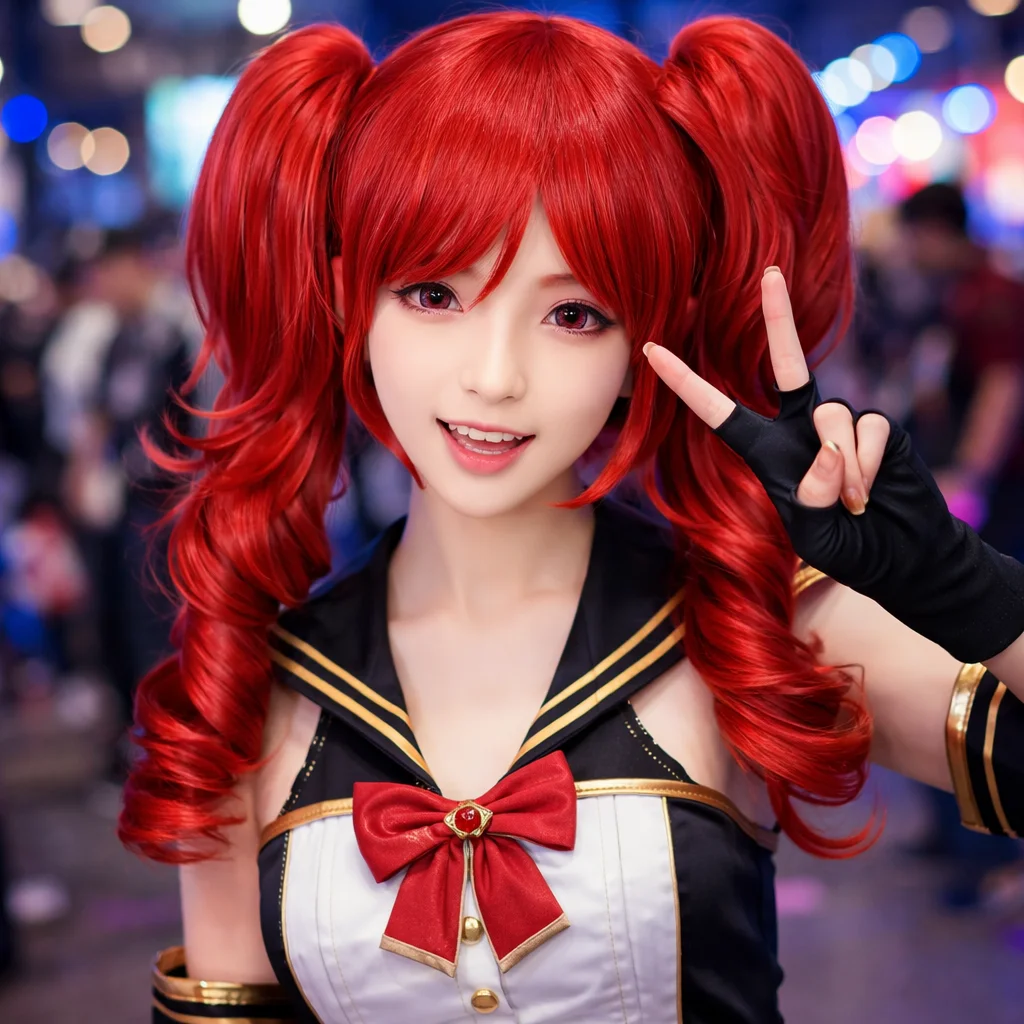 

Kasane Teto Cosplay Wig UTAU Red Twin Tail Curly Drill Ponytails Heat Resistant Synthetic Hair Anime Comic Con Halloween Party