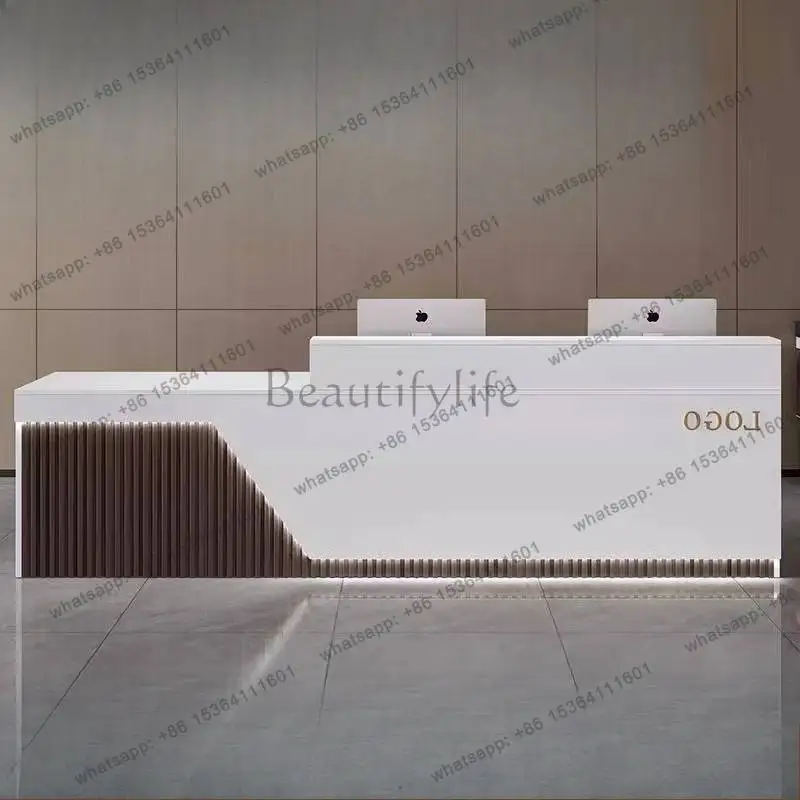 LJY Design Orange Reception Desks Vintage Drawers Corner Classic Reception Desks Modern White Wood Mostrador Recepcion Furniture