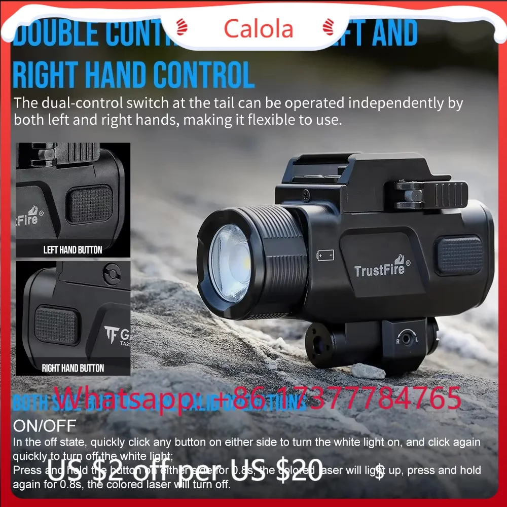1050Lumen Rechargeable Tactical LED Flashlight Quick Release 2 Modes Torch for Glock Outdoor Sports