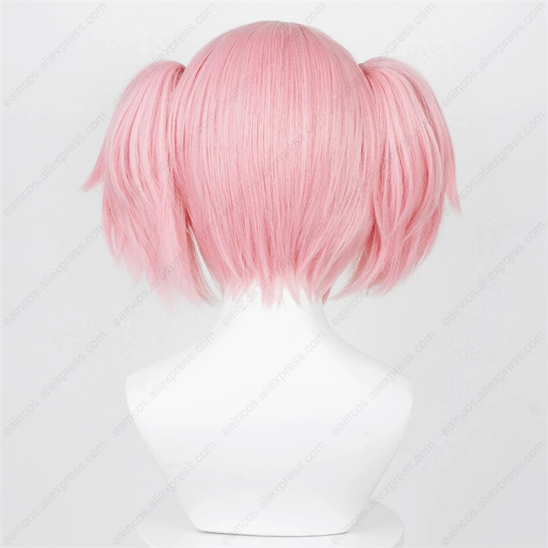 Anime Madoke contemplé ame Cosplay Perruque, Queue de Cheval Rose, Degré de Chaleur, Cheveux Synthétiques, 30cm