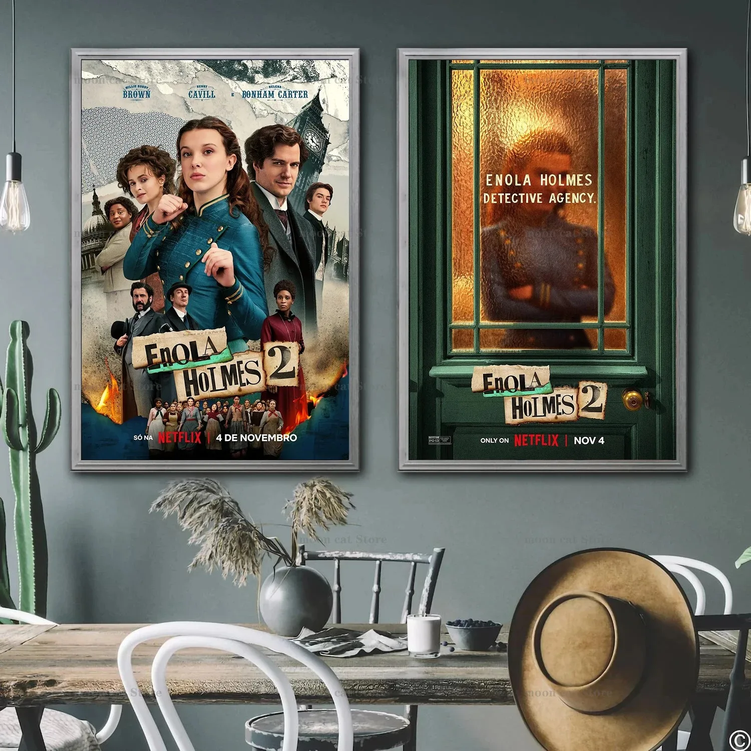 2022 New Movie Enola Holmes 2 Film Poster Canvas Painting Millie Bobby Brown Wall Art Pictures And Prints Vintage Home Decor