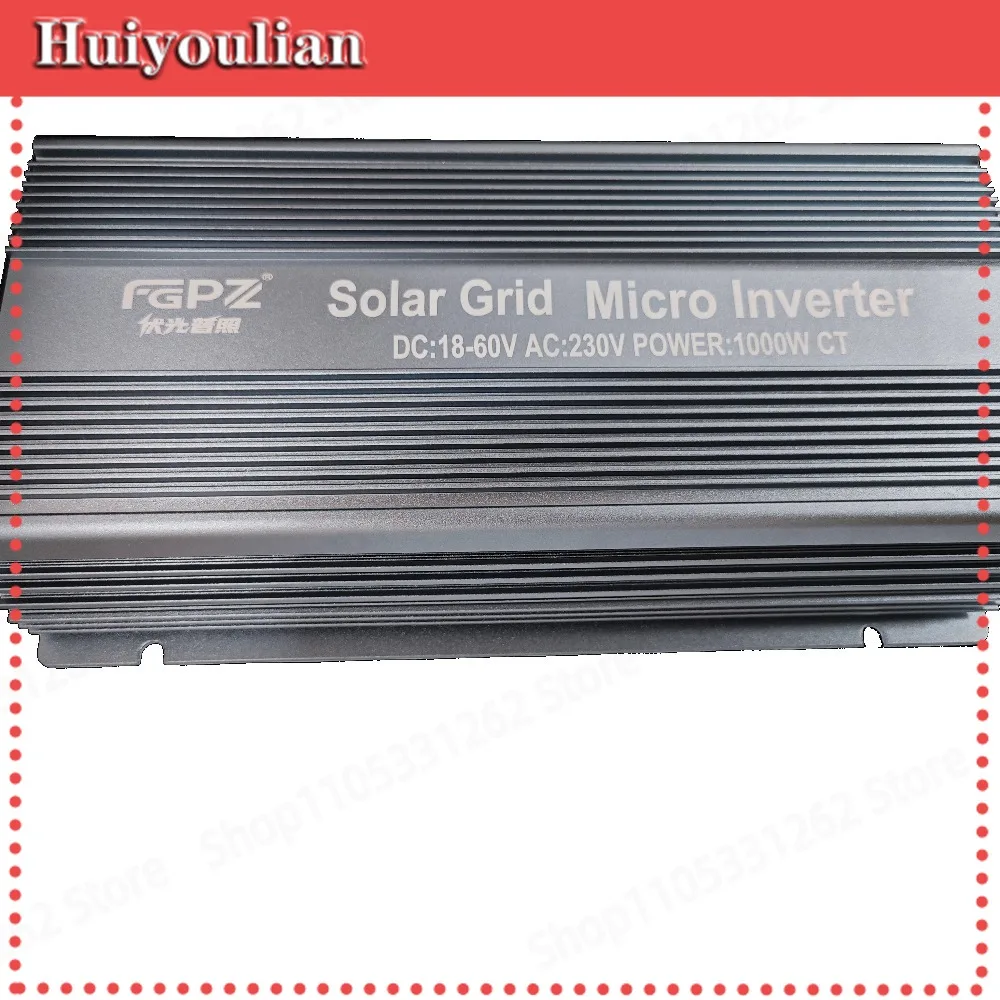Fan‑cooled 1000W Solar Grid‑tie Anti Reverse Micro Inverter Connectable To Controller With Battery Support