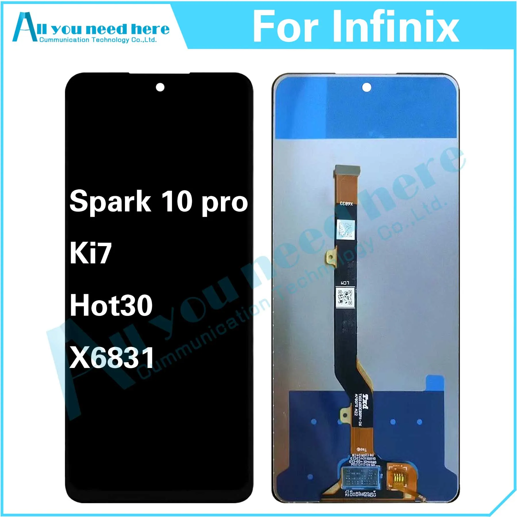 

100% тест для Infinix Hot 30 X6831/Tecno Spark 10 Pro KI7, ЖК-дисплей, дигитайзер сенсорного экрана в сборе, запасные части, замена