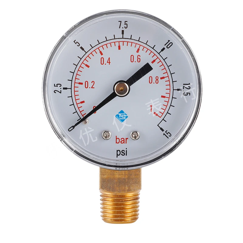 

Pressure Gauge 0-1bar 0-15psi1/4BSPT Radial Pressure Gauge Can Measure Air Pressure, Water Pressure, Hydraulic Pressure