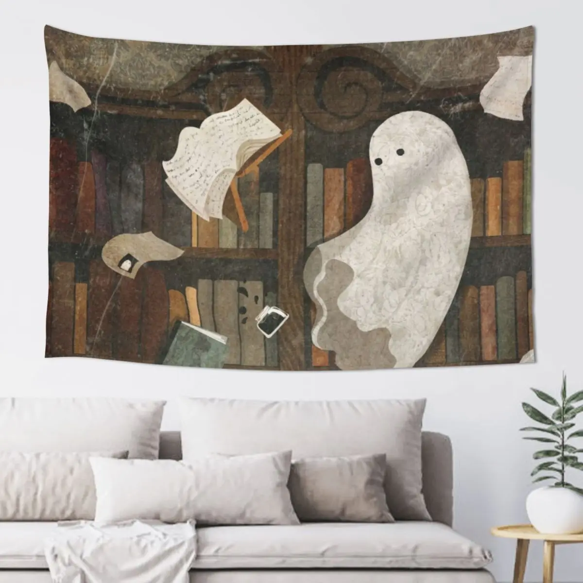 There's a Poltergeist in the Library Again... Tapestry Bedroom Decor Aesthetic Wall Art Christmas Decoration Tapestry