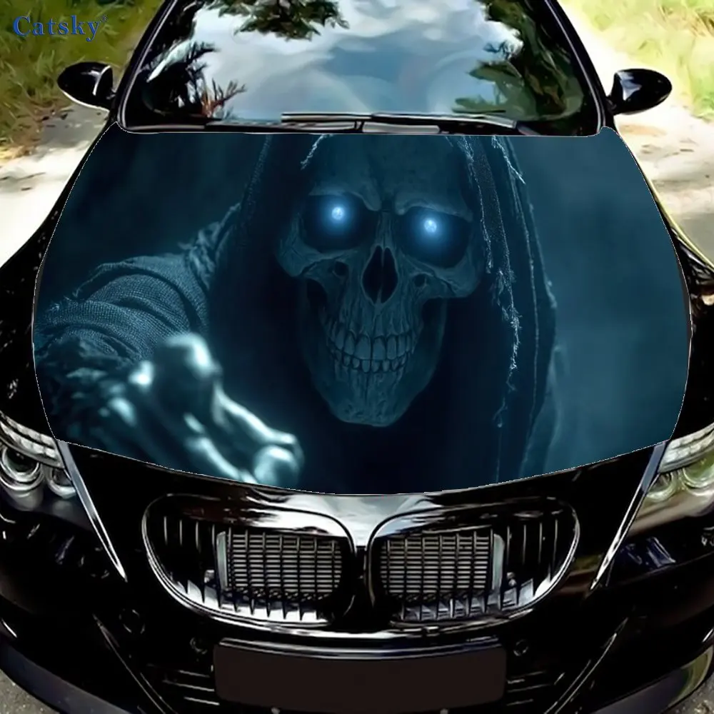

Blue-eyed skeleton Fantasy theme car cover decoration, suitable for cars, SUVs and other models, car accessories, inspired desig