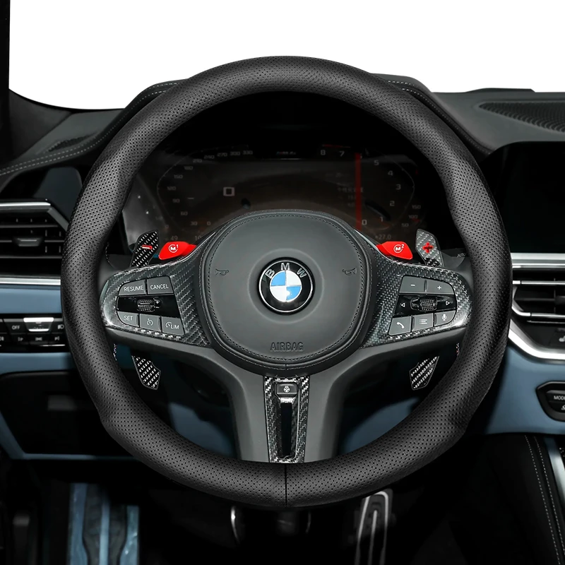 

For BMW 35-36.5cm Diameter Round Steering Wheel Steering Wheel Cover Ultra-Thin Z4 M2 M3 M4 G29 E90 E92 E93 F80 G80 F83 G83 G82