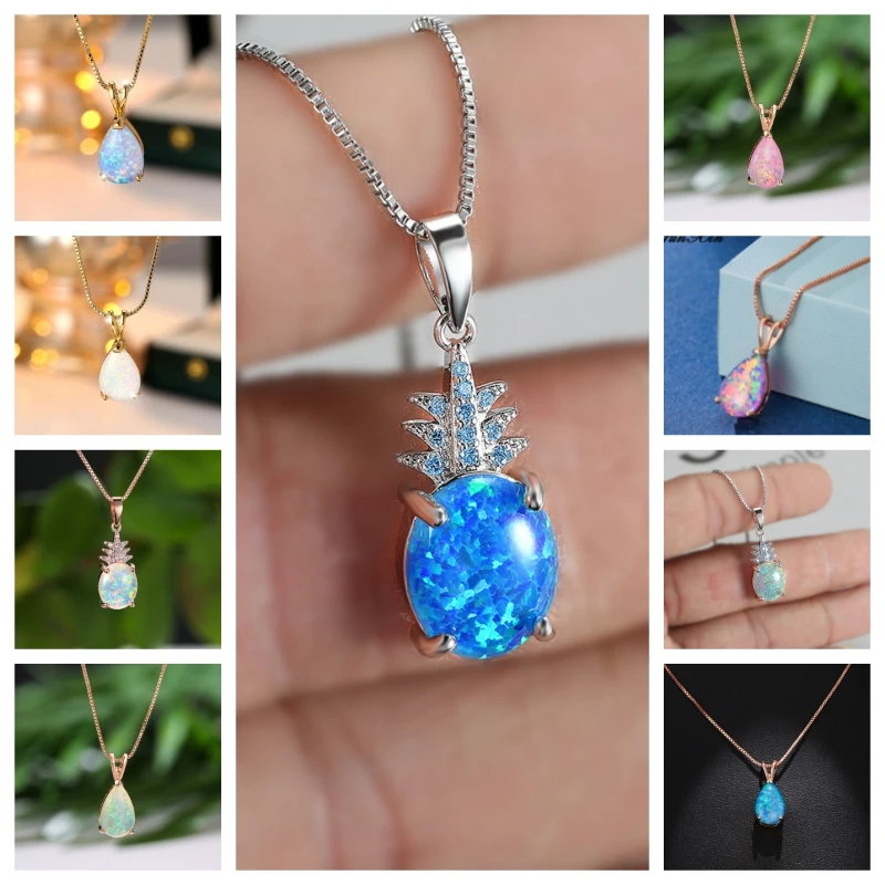 تصميم قلادة كلاسيكية رومانسية مع إكسسوارات قلادة كنز أسترالية مربعة الشكل على شكل قطرة ماء هندسية للنساء #1