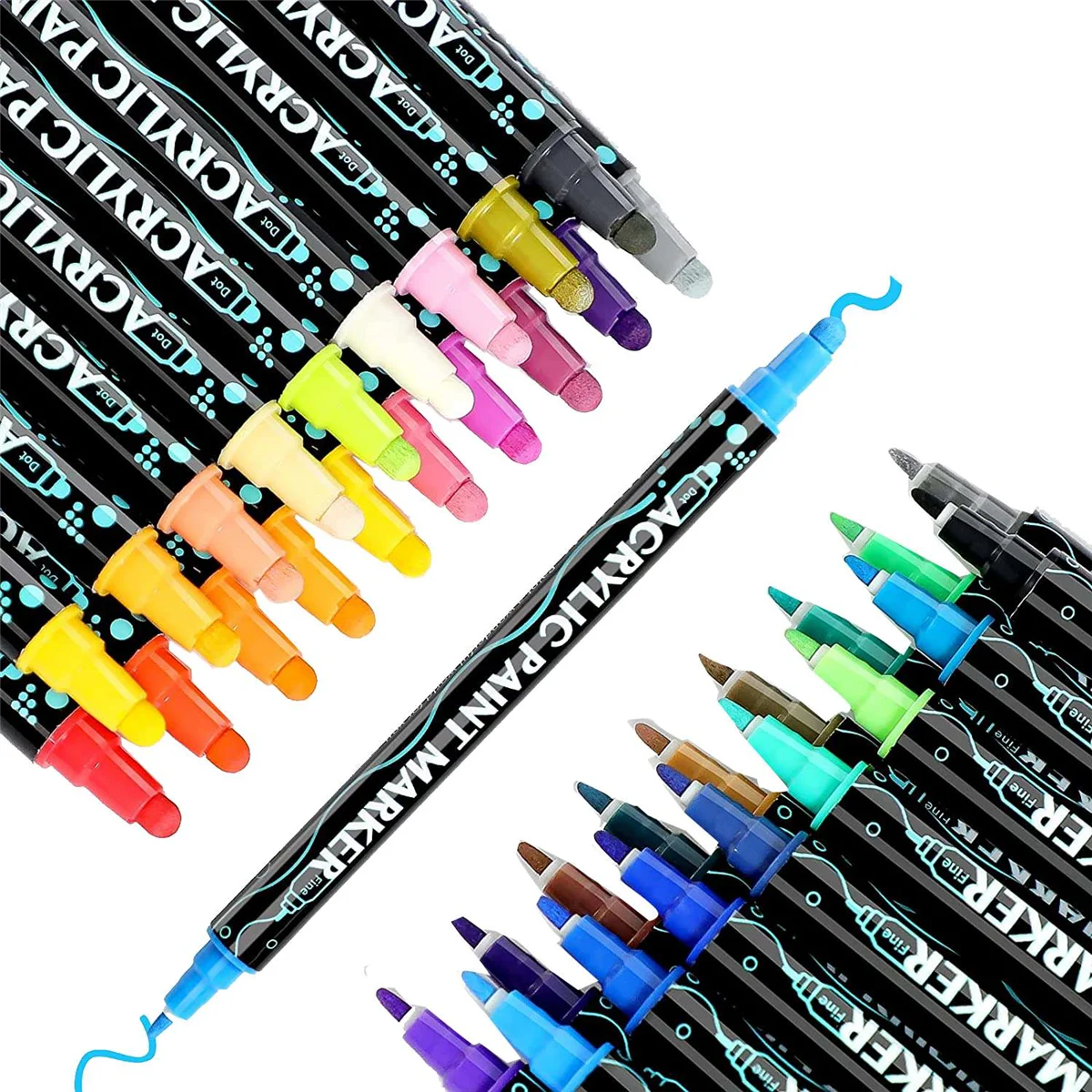 

36 Colors Paint Pens Paint Markers Dual Tip, Premium Acrylic Paint Markers for Wood, Canvas, Stone, Rock Painting