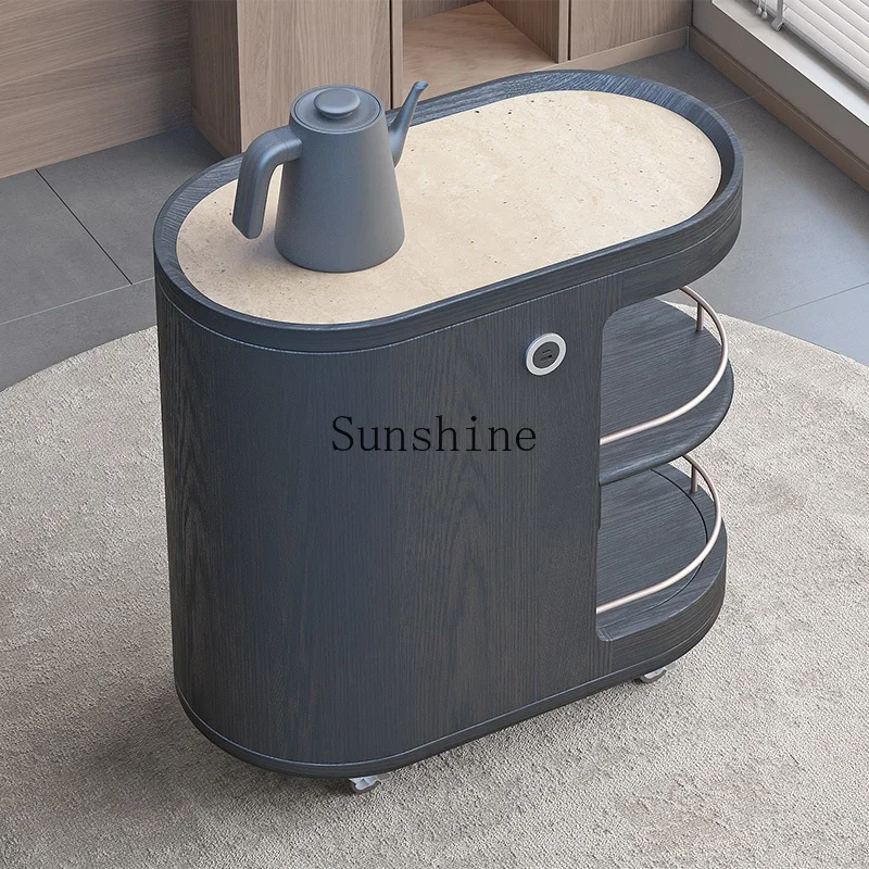 

Youzhi medieval style mobile tea table, kettle integrated tea table side cabinet movable coffee table FT