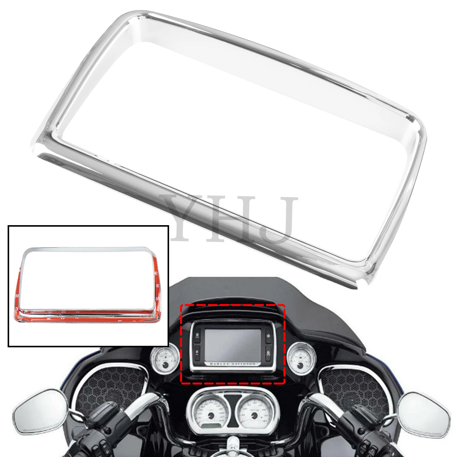 ABS Plastic Radio Trim Bezel Cover For Harley Road Glide FLTRX Special FLTRXS Ultra FLTRU 2015-up Chrome Motorcycle Accessories