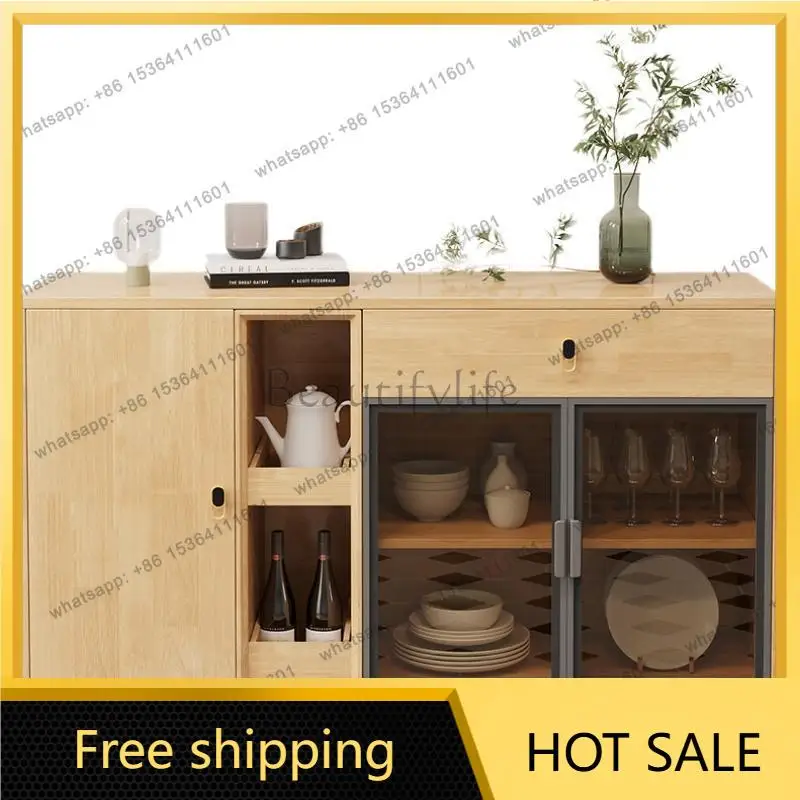 Zj. Nordic solid wood dining side cabinet modern simple multi-functional integrated wall high cabinet