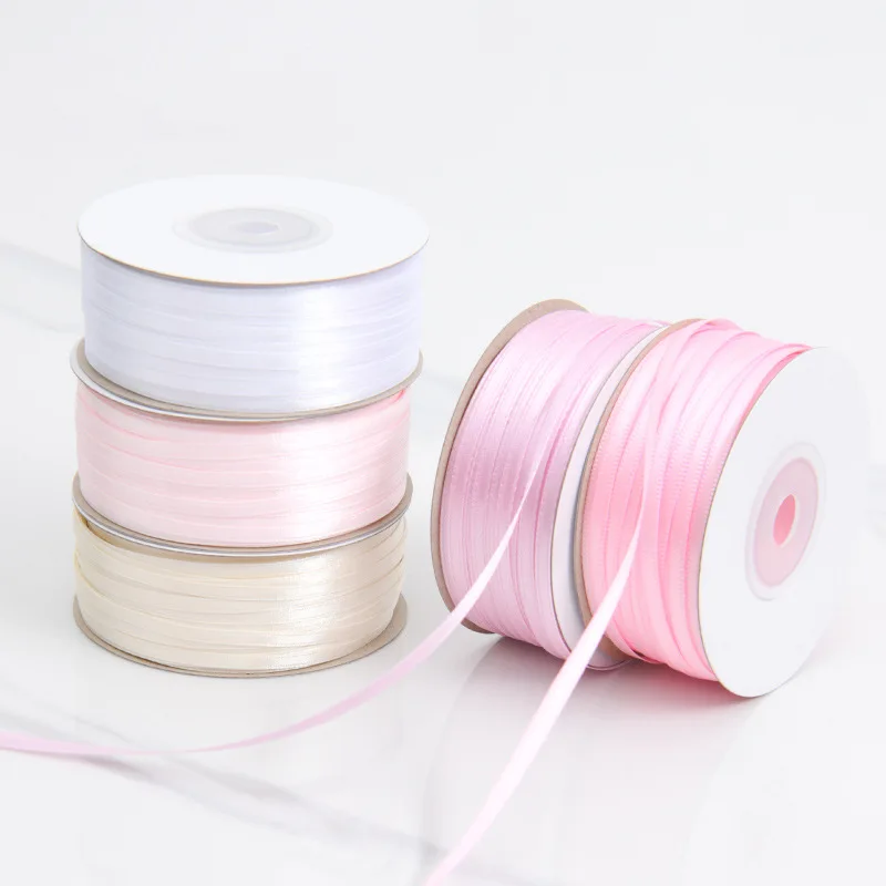 500 Yards/Rolle 3MM Geschenkband für Hochzeiten, Partys, Blumensträuße, Dekoration, DIY-Bastelarbeiten, Satin-Polyesterbänder – Detail 3