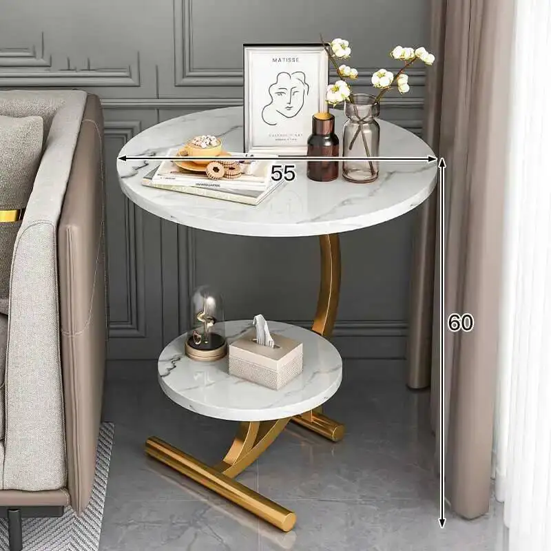 Mesas para café, mesas decorativas con tapas duras, mesa auxiliar para sala de estar, mesas redondas doradas para sala, muebles para recibidor