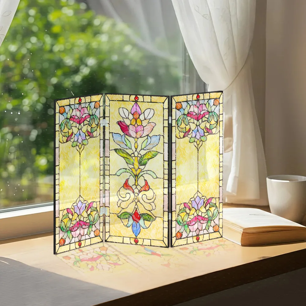 Folding Translucent Acrylic Screen, Three-dimensional Begonia Pattern Screen, High-end Gift Table Decoration