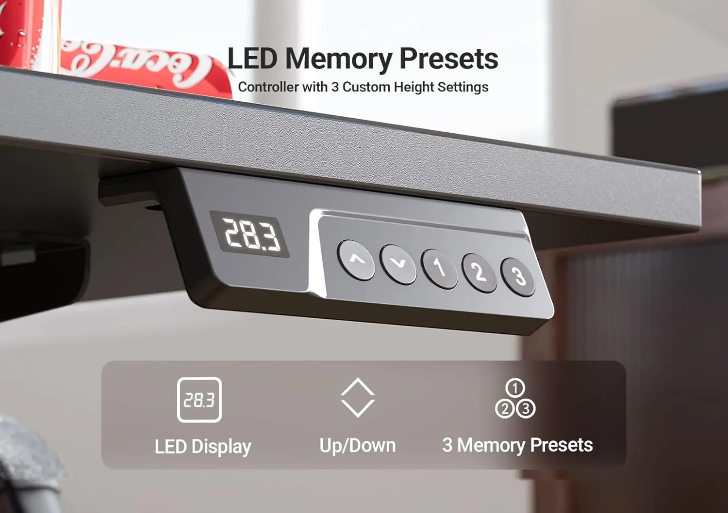 Electric Standing Desk Adjustable Height, 40 X 24 Inch Sit Stand Desk With T-Shaped Frame, 3 Memory Presets & Cable Management F