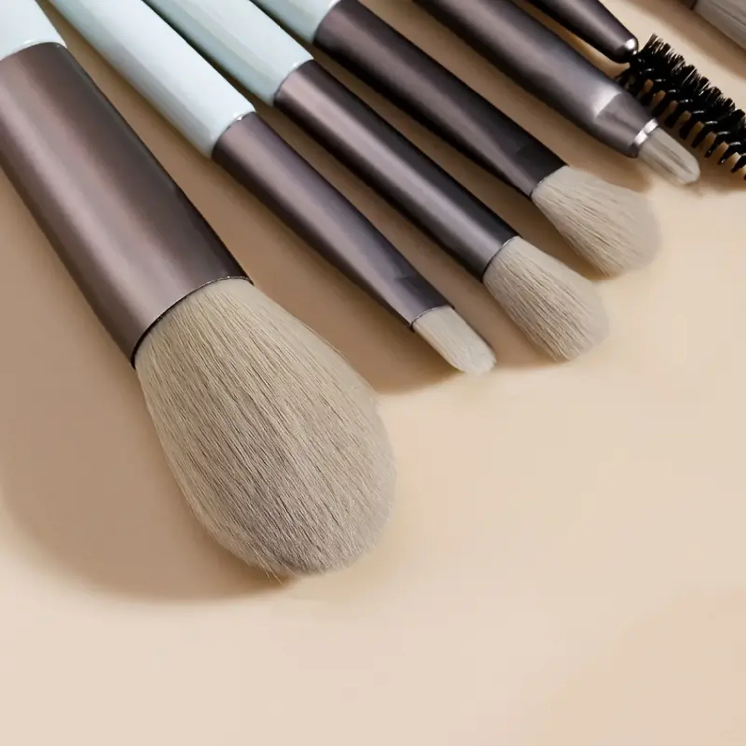 Travel Makeup Brushes Set 8 Pcs: Foundation, Blush, Eye Shadow, Eyelash, Lip & Brows Kit - Portable & Mini Size