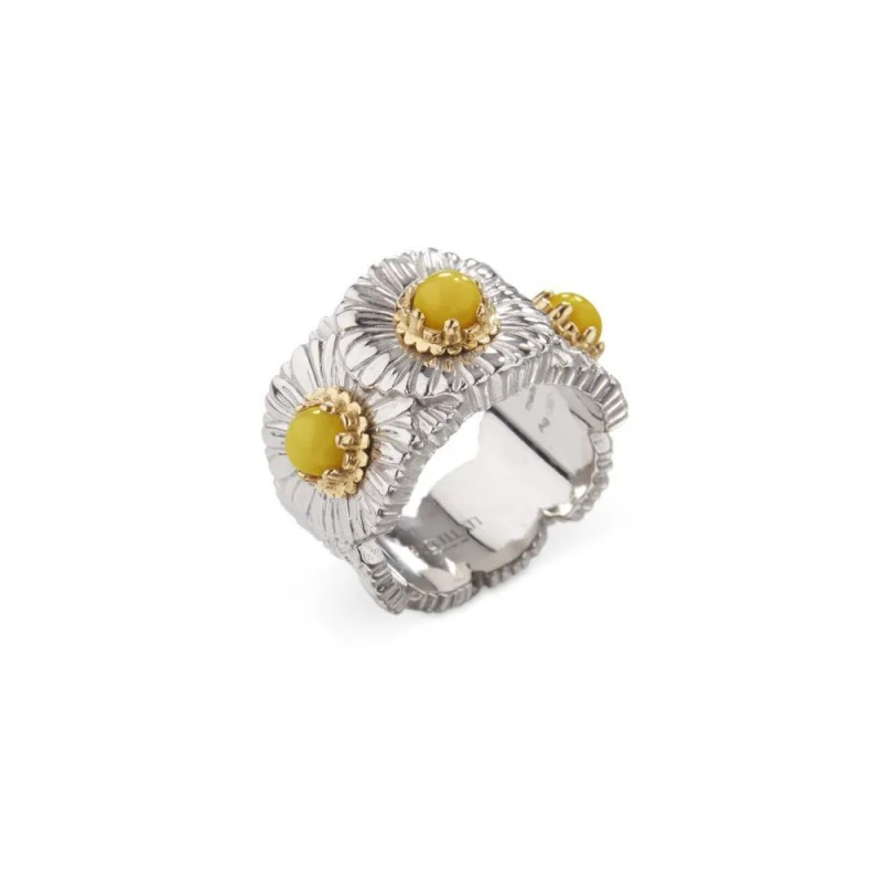 Italian sterling silver blue agate Daisy ring women's new light luxury high-grade niche design