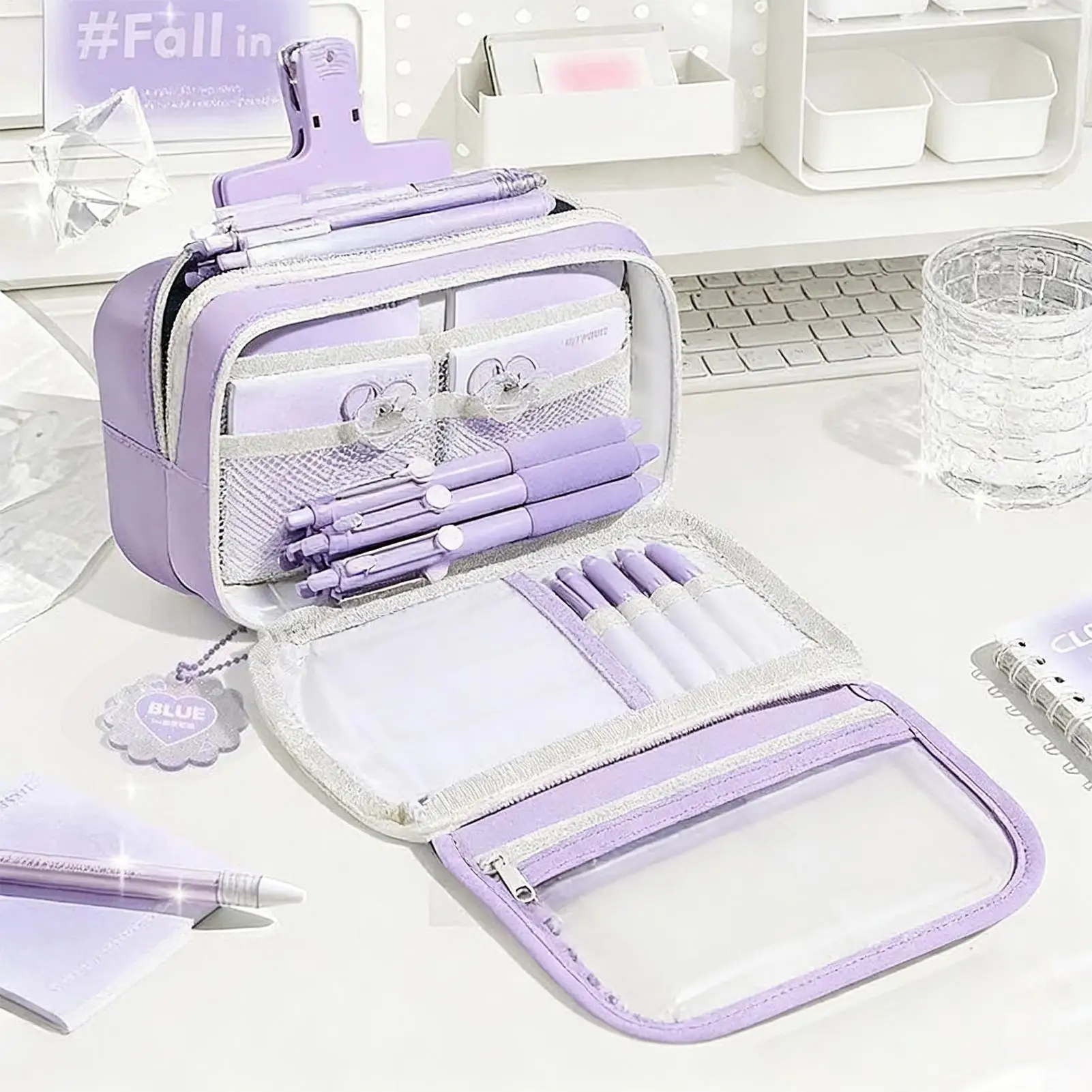 

Pencil Case with Supplies Large Capacity Cute Pouch Aesthetic Stationery Set for Girls Boys Office Travel College Classroom Pens