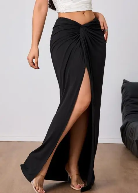

2026 Autumn Winter Women's Clothing High-End and Elegant Half Skirt New High Waisted Slit Mid Length Skirt Casual Bottom