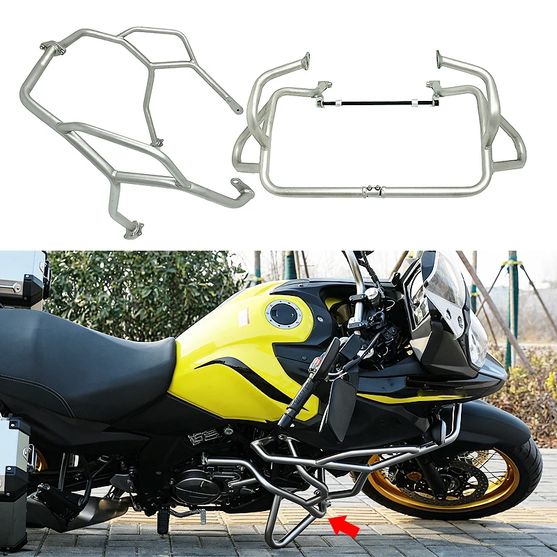 Upper&Lower Engine Guard Fit For Suzuki V-Strom DL650 VStrom 650 2019-2020 Highway Freeway Crash Bar Fuel Tank Protector