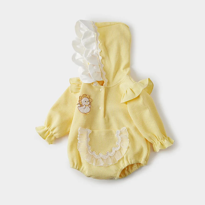 Baby Jumpsuit24Spring Baby Girl Clothes Newborn Triangle Rompers Little Duck Outing Hooded Romper