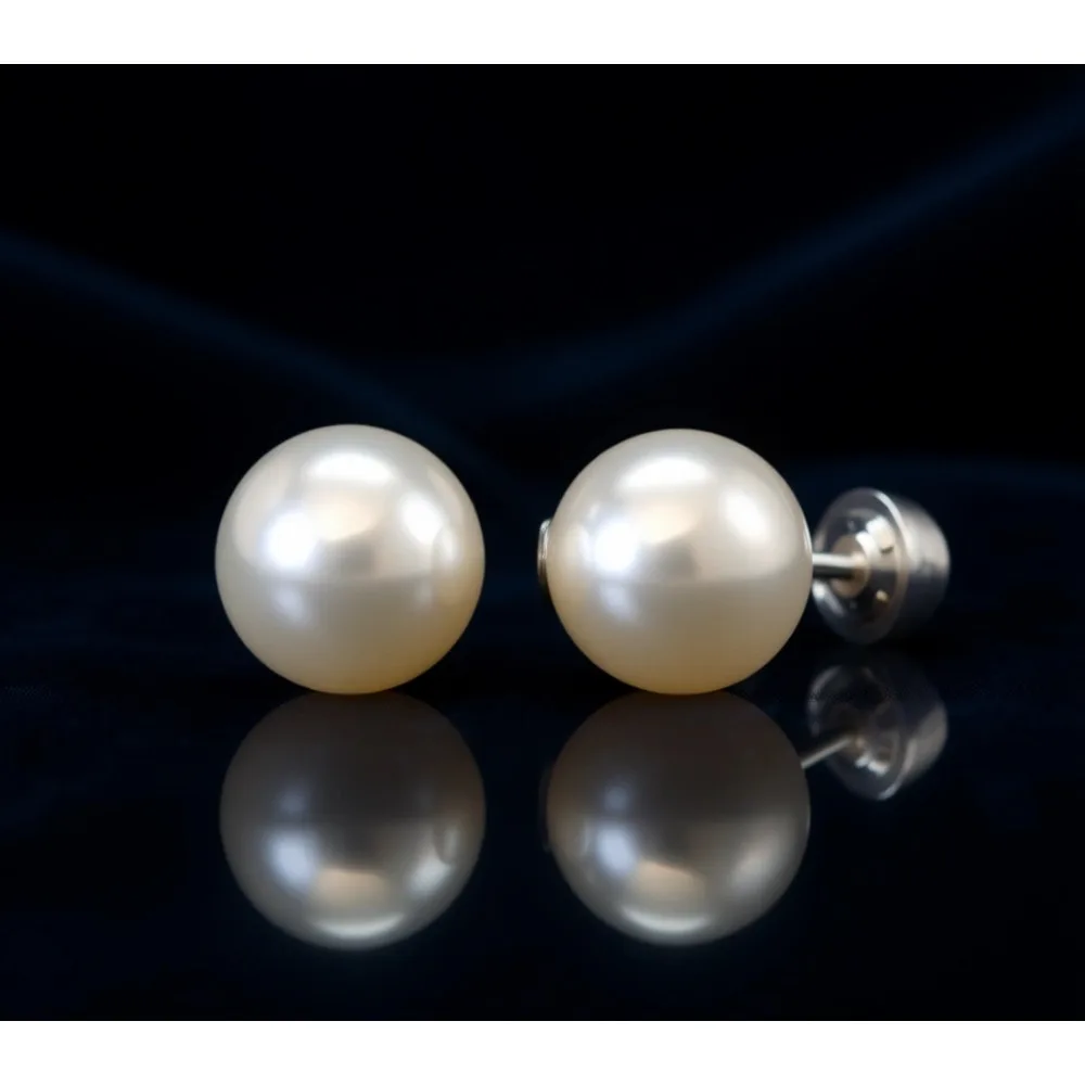 

Серьги-пусеты с натуральным пресноводным жемчугом, белые, класса ААА, из стерлингового серебра 925 пробы, гипоаллергенные, классические, минималистичные