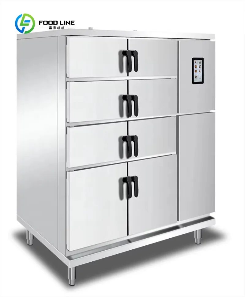 Customized Electric Steam Cabinet Eight Intelligent Control Doors 380V/30KW 26 GN Trays Stainless Steel Material for Restaurants